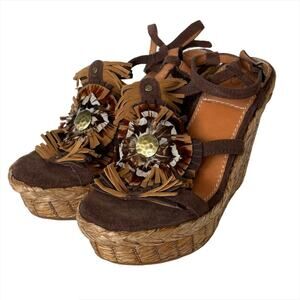 Bacio 61 Bairo wedge platform suede strap sandal